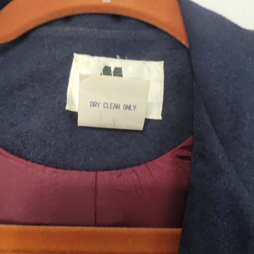 Vintage 70s Cape Style Coat Jacket sz L Blue Gold Retro Campus Intellectual USA - Picture 5 of 9